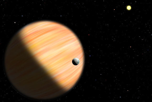 This artist’s conception shows OGLE-2014-BLG-0124Lb. Image credit: Christine Pulliam / CfA.