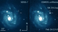 Images of SN 2012ap and its host galaxy, NGC 1729. Image credit: D. Milisavljevic et al.