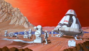 Artist’s conception of a human mission to Mars. Image credit: Les Bossinas / NASA Lewis Research Center.