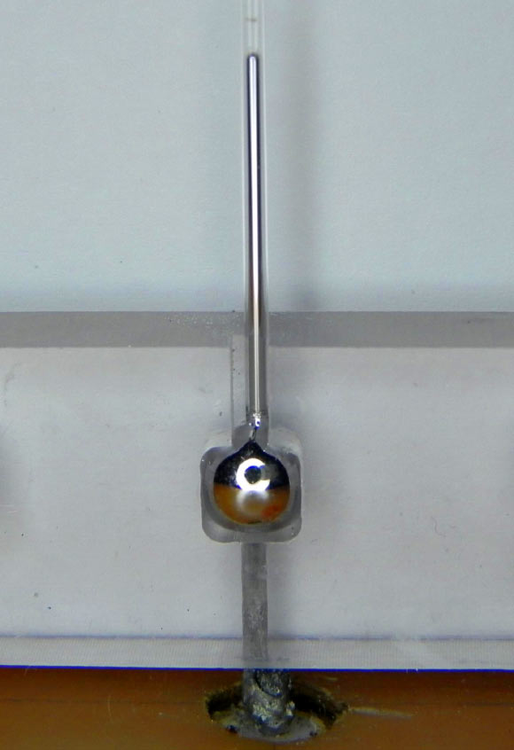 This image shows the liquid metal antenna. Image credit: Jacob Adams.