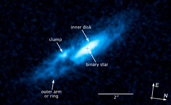 Compass and scale image of the Wolf-Rayet star Nasty 1. Image credit: NASA / ESA / Z. Levay, STScI / J. Mauerhan, University of California, Berkeley.