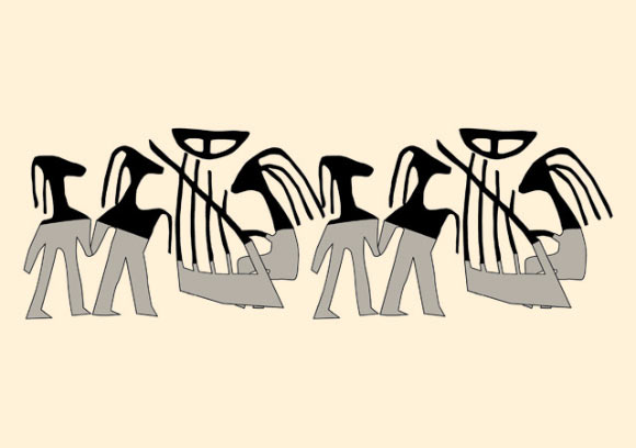 Reconstruction of the musical scene. Image credit: Nimrod Getzov / Israel Antiquities Authority.