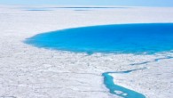 Thousands of supraglacial lakes form each spring and summer on top of the Greenland Ice Sheet. When they drain, they send torrents of water to the base of the ice sheet, lubricating the interface between rock and ice. That allows the ice sheet to flow faster to the ocean and discharge ice into ocean, which causes sea levels to rise faster. Image credit: Laura Stevens / Woods Hole Oceanographic Institution.