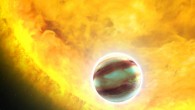 This is an artist’s concept of a hot Jupiter exoplanet. Image credit: NASA / ESA / G. Bacon, STScI.