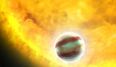 This is an artist’s concept of a hot Jupiter exoplanet. Image credit: NASA / ESA / G. Bacon, STScI.