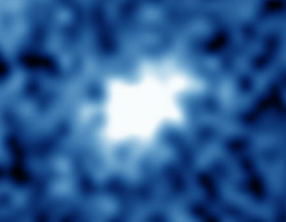 This image, acquired by the Subaru Telescope, shows the extremely distant and bright galaxy CR7 (COSMOS Redshift 7). Image credit: David Sobral et al.