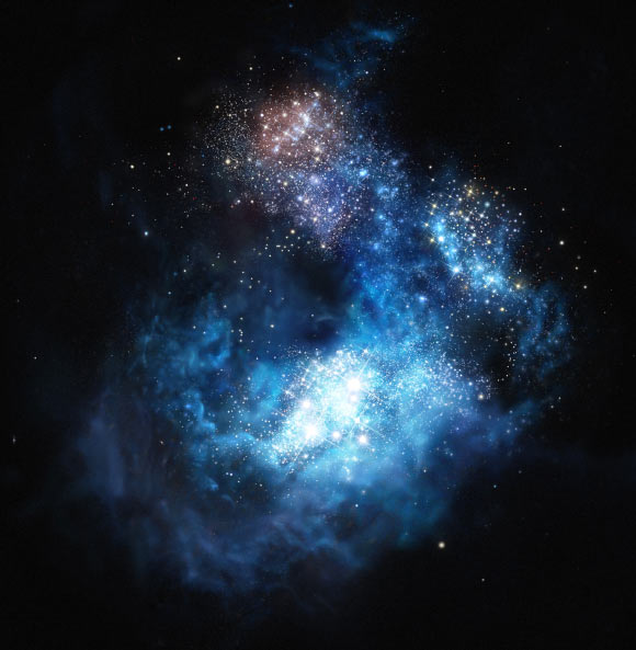 This is an artist’s impression of the galaxy CR7. Image credit: M. Kornmesser / ESO.