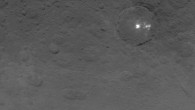 A cluster of bright spots can be seen in this image. The image was captured on June 9, 2015, when Dawn was nearly 2,700 miles (4,400 km) from the dwarf planet. Image credit: NASA / JPL-Caltech / UCLA / MPS / DLR / IDA.