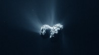 This false-color image of 67P/Churyumov-Gerasimenko was taken by the Rosetta navigation camera on 15 June 2015 from a distance of 207 km from the comet center. Image credit: ESA / Rosetta / NAVCAM / CC BY-SA IGO 3.0.