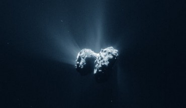 This false-color image of 67P/Churyumov-Gerasimenko was taken by the Rosetta navigation camera on 15 June 2015 from a distance of 207 km from the comet center. Image credit: ESA / Rosetta / NAVCAM / CC BY-SA IGO 3.0.