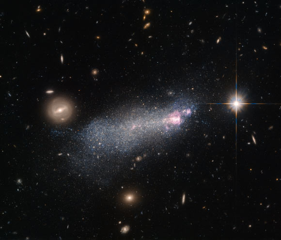 This image shows the compact dwarf galaxy SBS 1415+437. Image credit: ESA / Hubble / NASA.