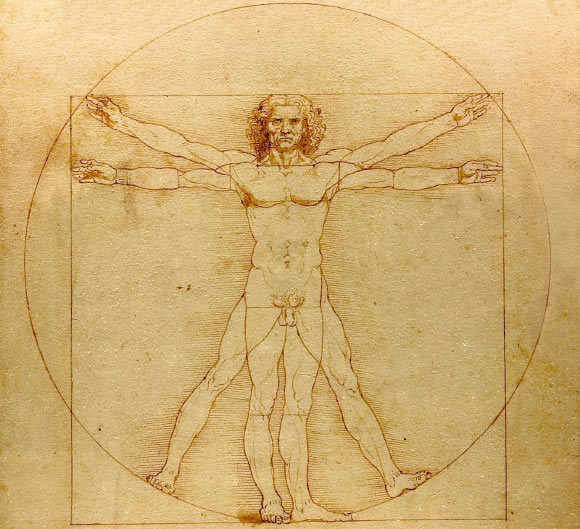 The Vitruvian Man, a drawing by Leonardo da Vinci around 1490.