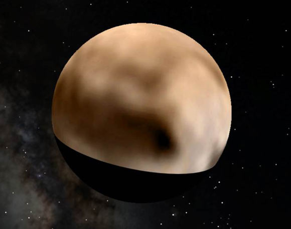 A Google Earth overlay of New Horizons’ map of Pluto. Image credit: NASA / Johns Hopkins University Applied Physics Laboratory / Southwest Research Institute / Google.