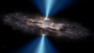 This illustration shows a black hole that grew faster than its host galaxy. Image credit: Michael S. Helfenbein / Yale University.