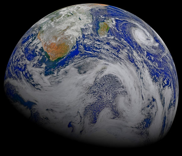 The Southern Ocean’s clouds can cool the Earth by reflecting sunlight that would otherwise be absorbed by the darker ocean below, and phytoplankton help with that. Image credit: NASA.