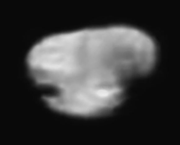 This image of Hydra was taken by New Horizons’ LORRI instrument on July 14, 2015, from a distance of 143,000 miles (231,000 km). Image credit: NASA / Johns Hopkins University Applied Physics Laboratory / Southwest Research Institute.