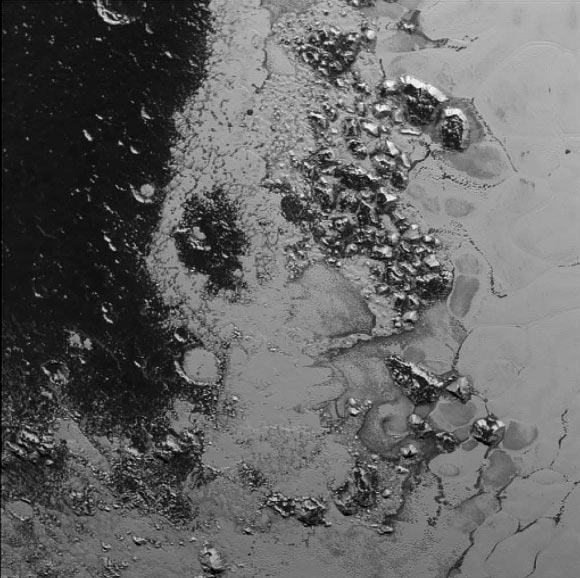 This image was captured on July 14, 2015 from a distance of 48,000 miles and received on Earth on July 20. Image credit: NASA / Johns Hopkins University Applied Physics Laboratory / Southwest Research Institute.
