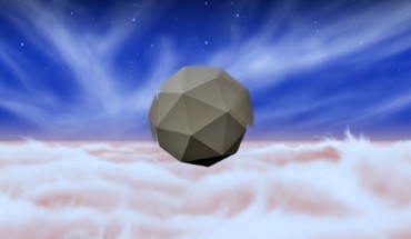 This artist’s concept shows a windbot bobbing through the skies of Jupiter, drawing energy from turbulent winds there; the windbot is portrayed as a polyhedron with sections that spin to absorb wind energy and create lift, although other potential configurations are being investigated. Image credit: NASA / JPL-Caltech.