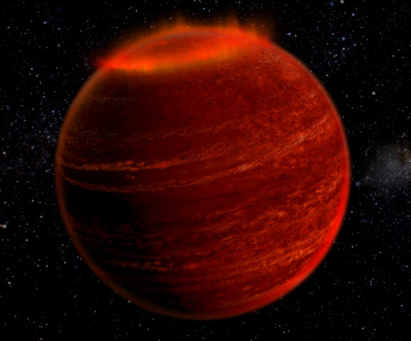 Artist’s impression of an auroral display on a brown dwarf. Image credit: Chuck Carter / Gregg Hallinan / Caltech.