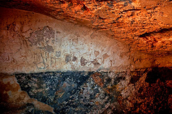 Some of the inscriptions on the walls of the miqwe. Image credit: Shai Halevy / Israel Antiquities Authority.