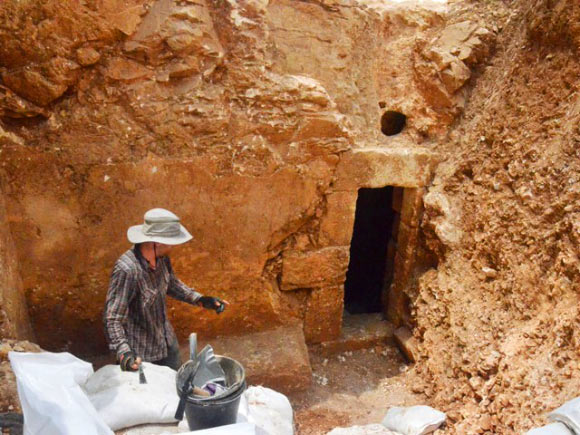 Entrance to the underground cave. Image credit: Shai Halevy / Israel Antiquities Authority.