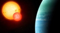 Kepler-453b (right) orbits a pair of stars. Image credit: Mark Garlick, markgarlick.com.