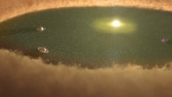 This artist’s concept of a young solar system shows gas giants forming first, while the gas nebula is present. Prof Martin Duncan and co-authors used computer simulations to nail down how Jupiter and Saturn evolved in our own Solar System. These calculations show that the cores of gas giants likely formed by gradually accumulating a population of ‘planetary pebbles’ - icy objects about a foot in diameter. Image credit: NASA / JPL-Caltech.