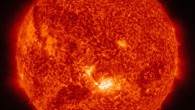 This SDO image shows a subset of extreme UV light that highlights the extremely hot solar material, which is typically colorized in red. Image credit: NASA / SDO.