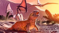 Gueragama sulamericana inhabited a desert environment. This lizard was found in an ancient oasis along with pterosaurs of the species Caiuajara dobruskii. Image credit: Julius Csotonyi.