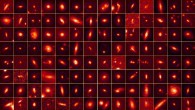Herschel images of a small fraction of the galaxies analyzed in the new study. The images have a size of 5 x 5 arcsec2. The circle has a radius of 1.5 arcsec. Image credit: Stephen Eales et al.