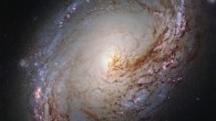 Dust lanes seem to swirl around the core of the spiral galaxy Messier 96 in this new image from the NASA/ESA Hubble Space Telescope. Image credit: NASA / ESA / Hubble / LEGUS Team / R. Gendler.