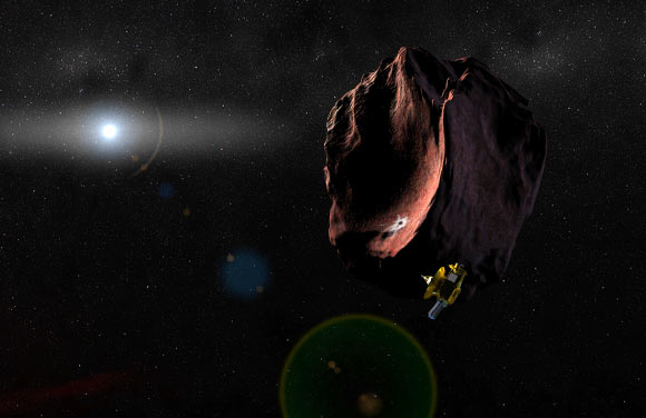 Artist’s impression of New Horizons encountering a Pluto-like object in the distant Kuiper Belt. Image credit: NASA / JHUAPL / SwRI / Alex Parker.