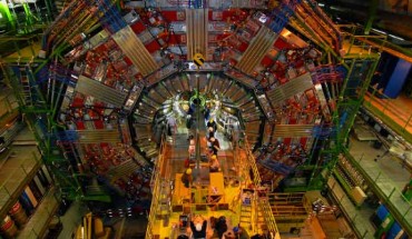 Installation of the CMS beam pipe. Image credit: CERN / CMS Collaboration.