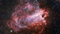 This WFI image shows the spectacular nebula Messier 17, also known as the Omega Nebula or the Swan Nebula. This vast region of gas, dust and hot young stars is approximately 5,920 light-years away. Image credit: ESO.