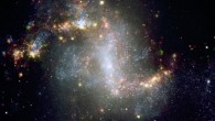 This image shows the spiral galaxy NGC 1313. The very active state of this galaxy is very evident from the image, showing many star formation regions. A great number of supershell nebulae, that is, cocoon of gas inflated and etched by successive bursts of star formation, are visible. The green nebulosities are regions emitting in the ionized oxygen lines and may harbour clusters with very hot stars. This composite image is based on images obtained with the FORS1 instrument on one of the 8.2-m Unit Telescope of ESO’s Very Large Telescope. Astronomers determined that this galaxy harbors a black hole 5,000 times more massive than our Sun. Image credit: ESO.