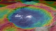 This is a color-coded topographic map of Occator crater. Blue is the lowest elevation, and brown is the highest. Image credit: NASA / JPL-Caltech / UCLA / MPS.