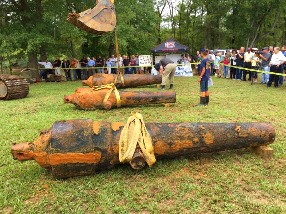 Three cannons recovered from CSS Pee Dee. Image credit: University of South Carolina.