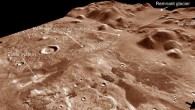 Oblique view of the Phlegra Montes region showing remnant glacier and eskers. Image credit: NASA.