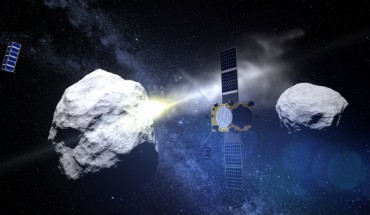 ESA’s AIM spacecraft watches DART impact Didymoon. Image credit: ESA / Science Office.