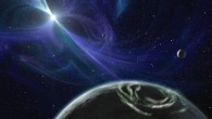 This artist’s concept depicts a pulsar called PSR B1257+12 and three exoplanets (discovered by Aleksander Wolszczan in 1992) orbiting around it. Image credit: NASA / JPL-Caltech.