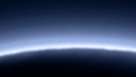 According to NASA scientists, complex chemical compounds called tholins give Pluto a distinctive blue haze. Image credit: NASA / Johns Hopkins University Applied Physics Laboratory / Southwest Research Institute.