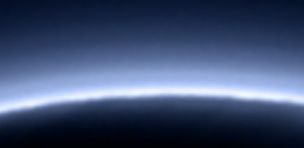 According to NASA scientists, complex chemical compounds called tholins give Pluto a distinctive blue haze. Image credit: NASA / Johns Hopkins University Applied Physics Laboratory / Southwest Research Institute.