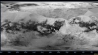 This global digital map of Titan was created using images taken by Cassini’s imaging science subsystem (ISS). The mean radius of Titan used for projection of this map is 1,600 miles (2,575 km). Titan is assumed to be spherical until a control network is created at some point in the future. Image credit: NASA / JPL-Caltech / Space Science Institute.