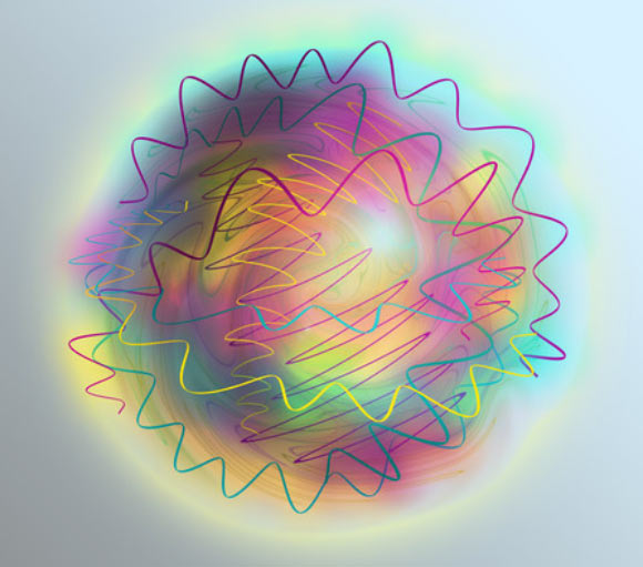 A glueball is made up purely of gluons. Image credit: TU Wien.