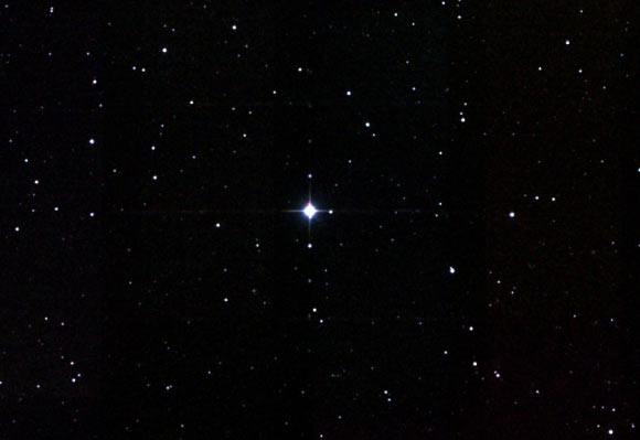 This image shows HD 12545 (center), a red giant star about 1,500 light-years away. Image credit: NASA / IPAC / 2MASS / Centre de Données astronomiques de Strasbourg / SIMBAD.