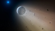 In this artist’s conception, a dwarf planet vaporizes as it orbits a white dwarf star. Image credit: Mark A. Garlick / Harvard-Smithsonian Center for Astrophysics.
