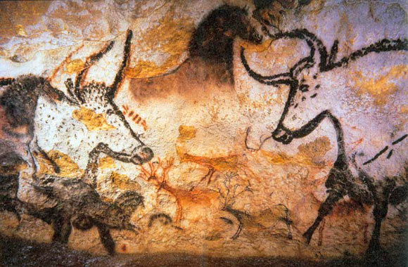 Aurochs (Bos primigenius) in a cave painting in Lascaux, France. Image credit: Prof Saxx / CC BY-SA 3.0.