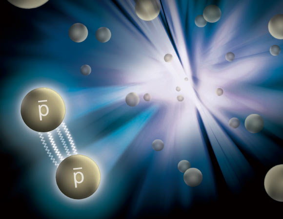 A new measurement by the STAR collaboration reveals that the force between antiprotons (p) is attractive and strong. Image credit: Brookhaven National Laboratory.