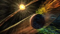 A solar storm approaches Mars. Image credit: NASA Goddard Space Flight Center.