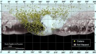 Locations of 1,070 craters mapped on Pluto by the New Horizons team indicate a wide range of surface ages, which likely means the dwarf planet has been geologically active throughout its history. Image credit: NASA / Johns Hopkins University Applied Physics Laboratory / Southwest Research Institute.